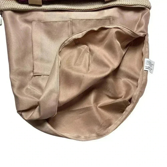 The Sak Mendocino Tote Large Multi Stripe Crochet Double Strap Zip Top Vegan NEW - Picture 11 of 14